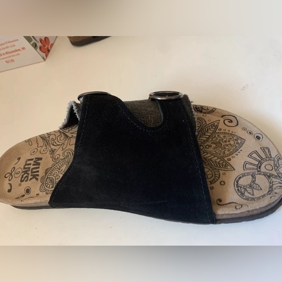 MUK LUKS Black Buckle-Accent Valerie Terra Turf Sandal Women Size 9 Women Sandal - Picture 7 of 13